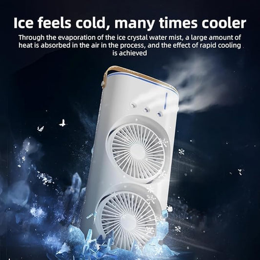 Portable Mini Air Cooler Fan with 7 Color LED Light