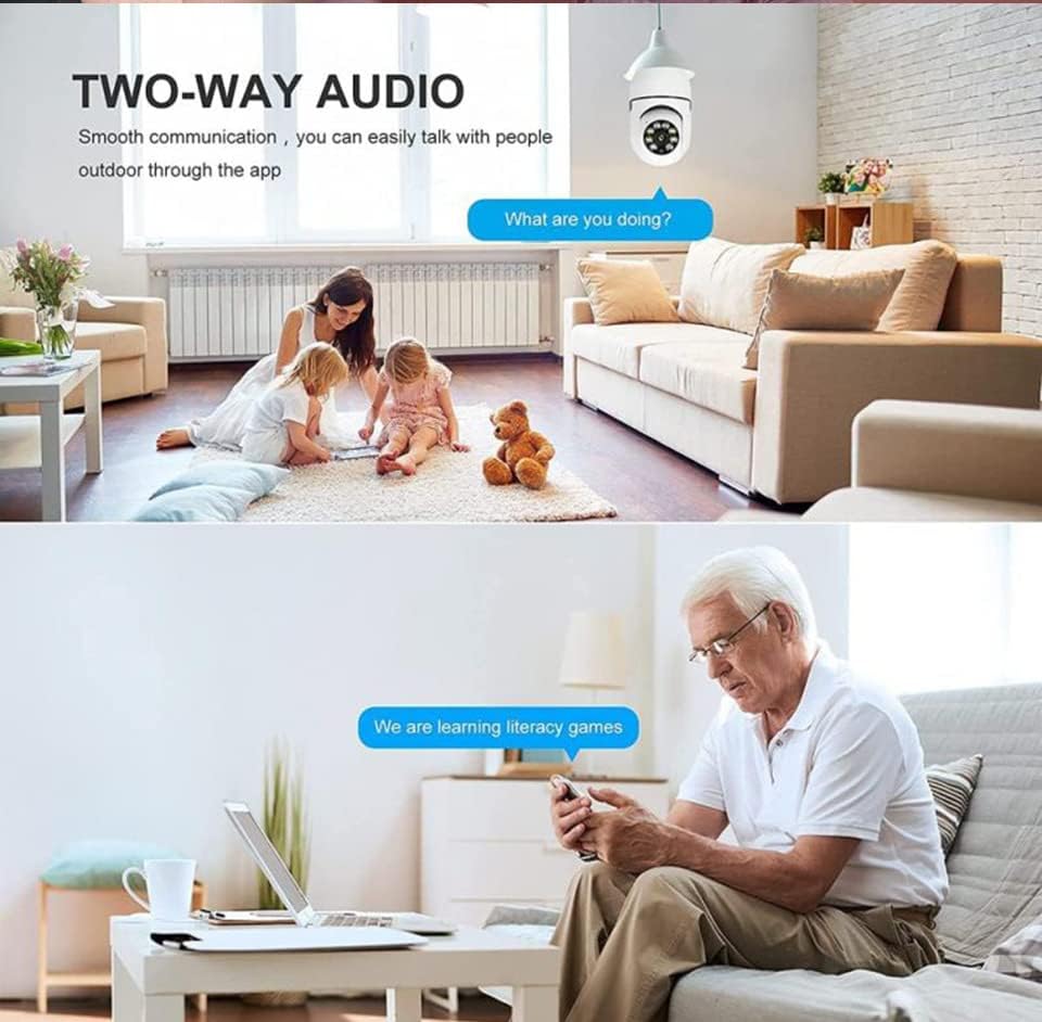 5MP Bulb CCTV Camera | 1080P 360° WiFi CCTV Camera | Night Vision | Two-Way Audio
