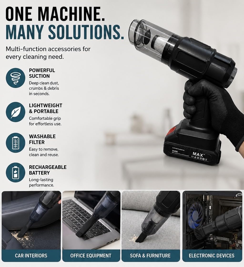 MAXTOP MP-251 Car Vacuum Cleaner | 8500Pa Strong Suction | 150W Portable Car Vacuum