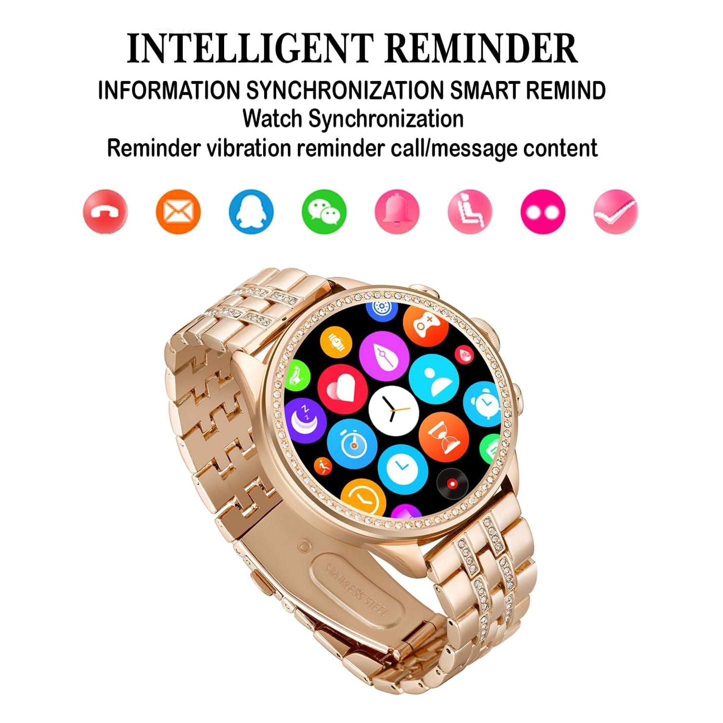 Gen 9 Smartwatch for Women | HD Display | Bluetooth Calling | Gold Metal Strap | Rose Gold Smart Watch