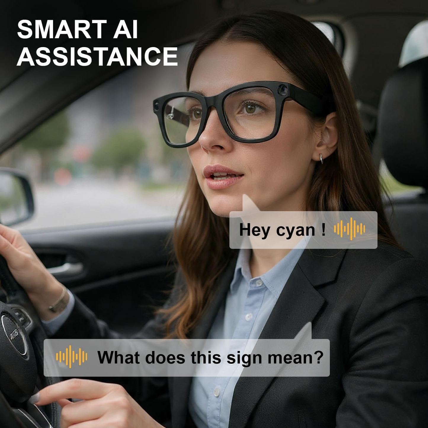 AI Smart Glasses with 8MP HD Camera, AI Voice Assistant & Bluetooth 5.3