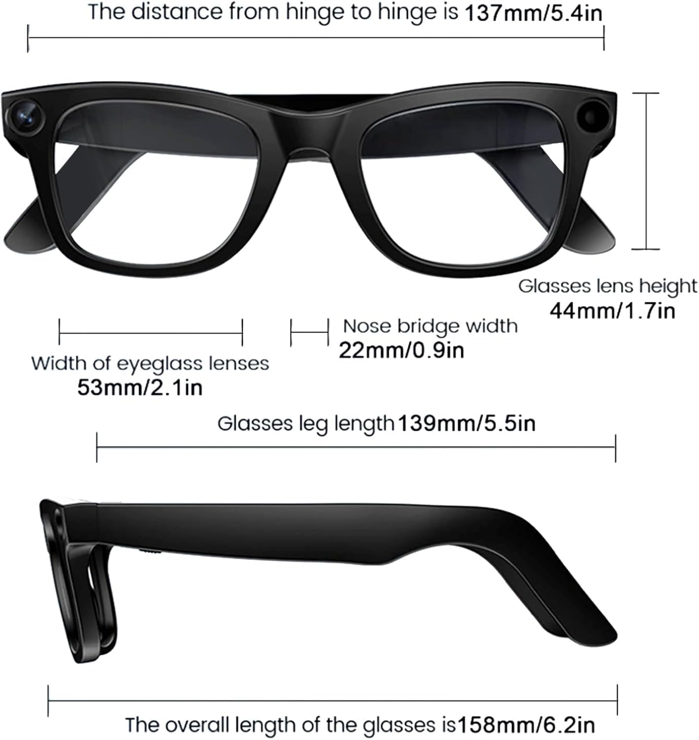 AI Smart Glasses with 8MP HD Camera, AI Voice Assistant & Bluetooth 5.3