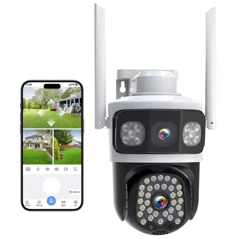 Dual Lens 5+5MP 4G+Wifi  CCTV Outdoor Camera