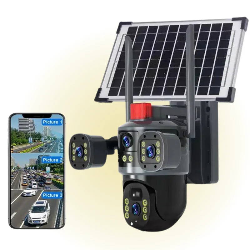 Triple-Screen 4G/5G Sim Based Solar CCTV Camera