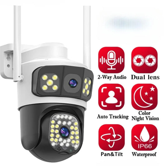 Dual Lens 5+5MP 4G+Wifi  CCTV Outdoor Camera