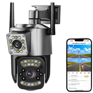 WiFi Dual Lens Outdoor PTZ CCTV Camera | 360° Rotation | Color Night Vision | Two-Way Audio |