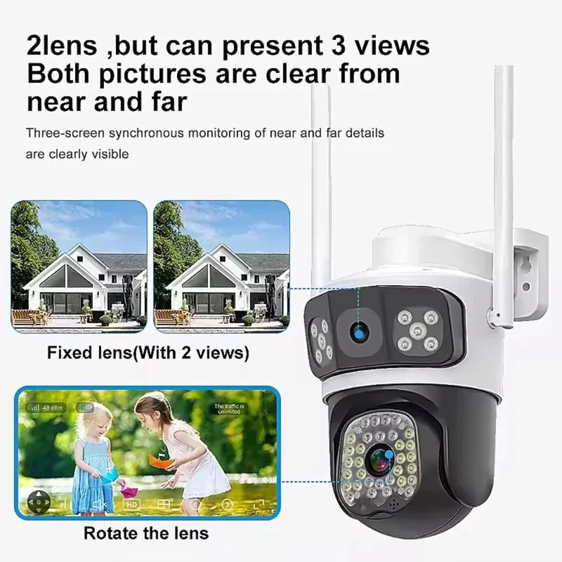 Dual Lens 5+5MP 4G+Wifi  CCTV Outdoor Camera