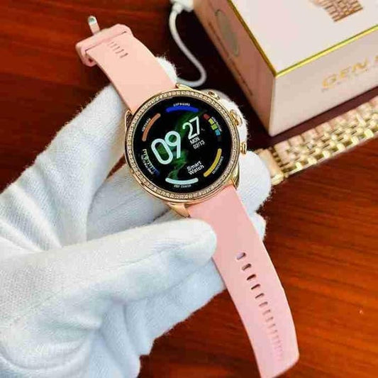 Gen 9 Smartwatch for Women | HD Display | Bluetooth Calling | Gold Metal Strap | Rose Gold Smart Watch