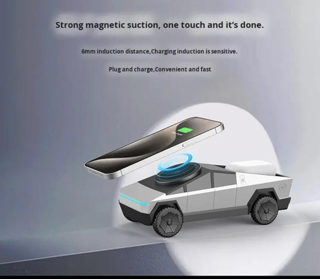 3-in-1 Wireless Charging Station | MagSafe Compatible | 15W Fast Charging | Magnetic Charger | Cybertruck Design