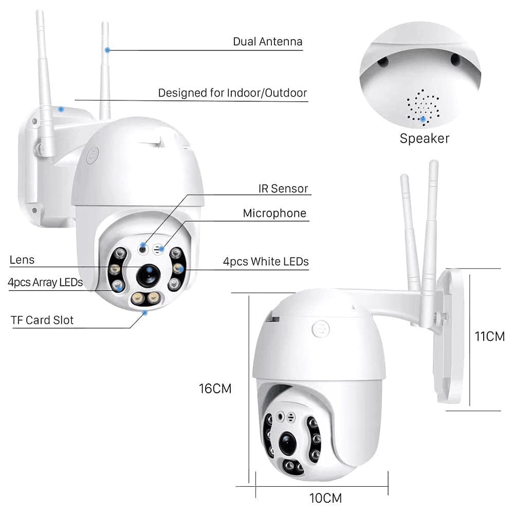 5MP WiFi Outdoor PTZ Dome CCTV Camera | 360° View | Color Night Vision | Two-Way Audio | V380 Pro Security Camera