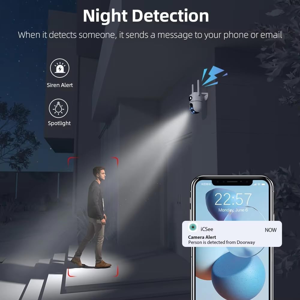 1080P WiFi Indoor PTZ Security Camera | Auto Tracking | Night Vision | Two-Way Audio | 2.4GHz Home CCTV Camera