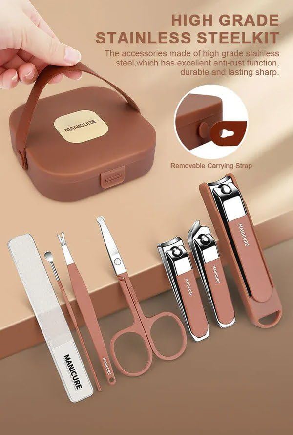 8-in-1 Manicure & Pedicure Kit | Stainless Steel Nail Clipper Set | Nail Care Tools for Men & Women