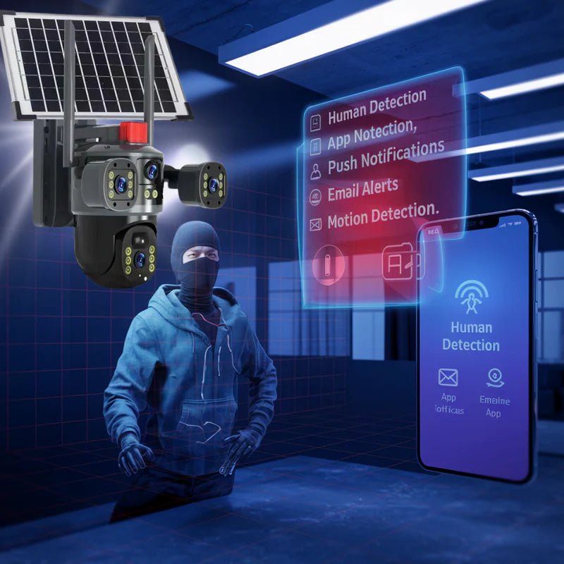 Triple-Screen 4G/5G Sim Based Solar CCTV Camera