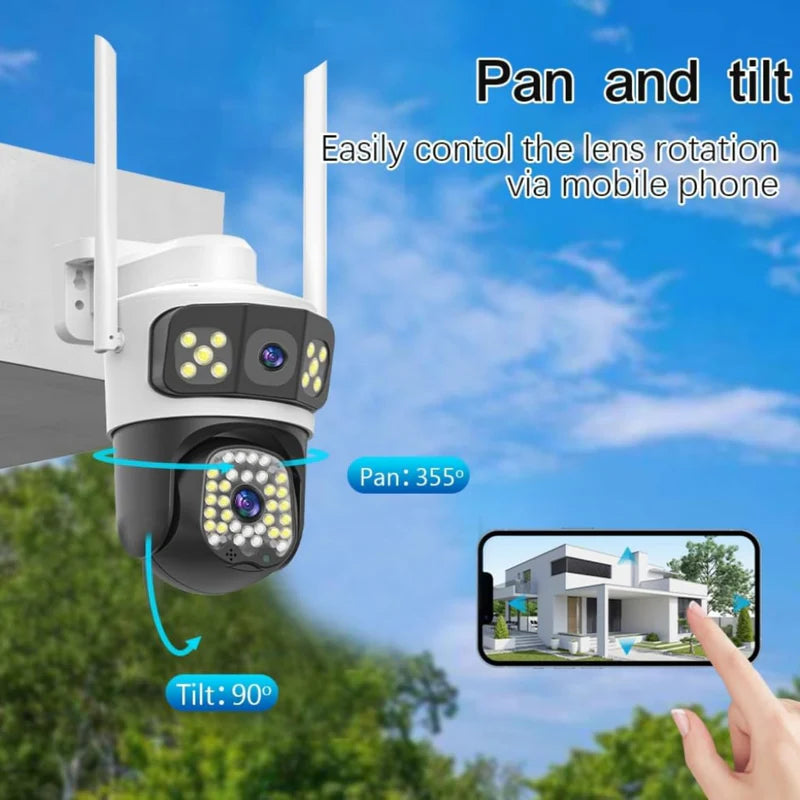 Dual Lens 5+5MP 4G+Wifi  CCTV Outdoor Camera