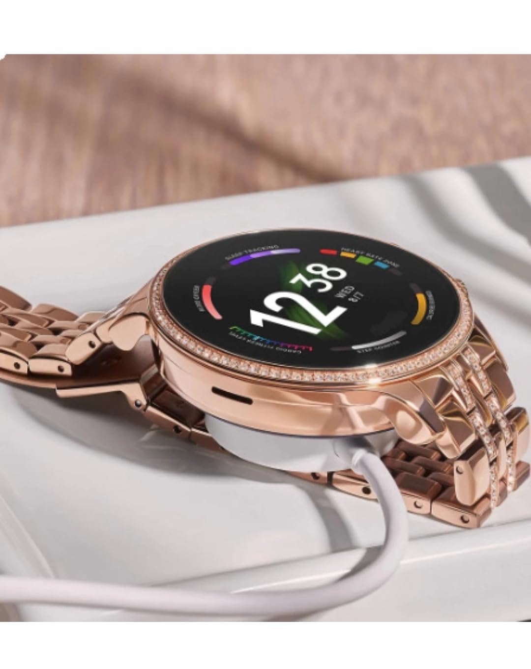 Gen 9 Smartwatch for Women | HD Display | Bluetooth Calling | Gold Metal Strap | Rose Gold Smart Watch