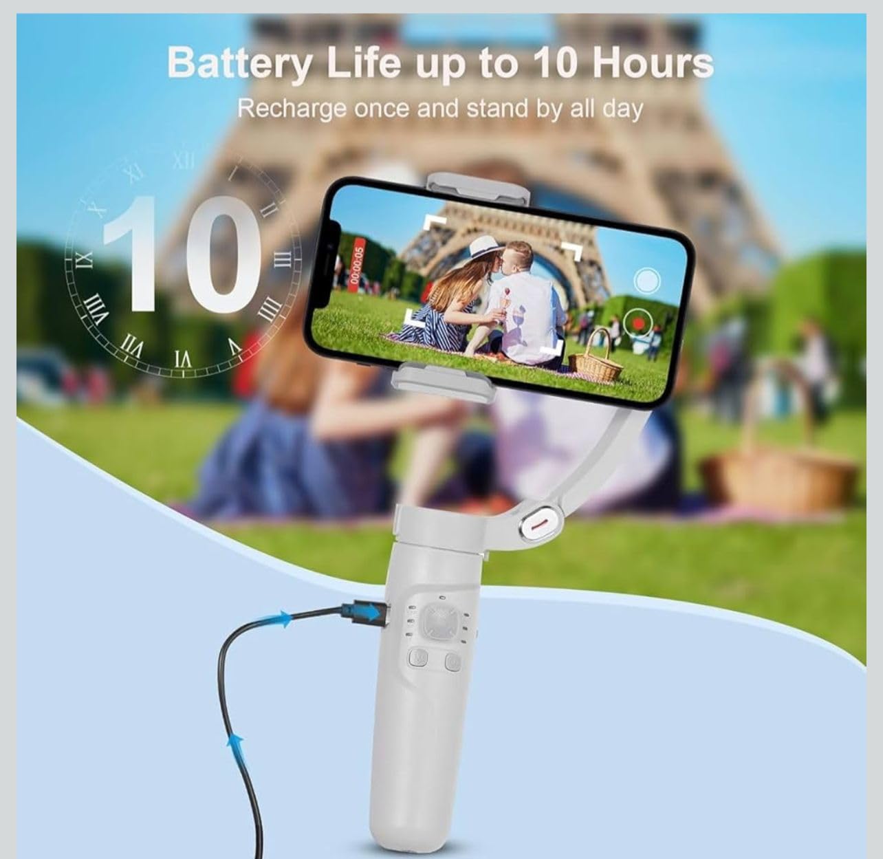 M13AXIS 3-Axis Smartphone Gimbal Stabilizer | Foldable Handheld Gimbal with Tripod | Rechargeable Battery