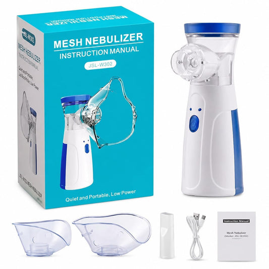 Portable Mesh Nebulizer Machine for Adults & Kids | Silent & Compact Nebulizer | Handheld Inhaler with Mask
