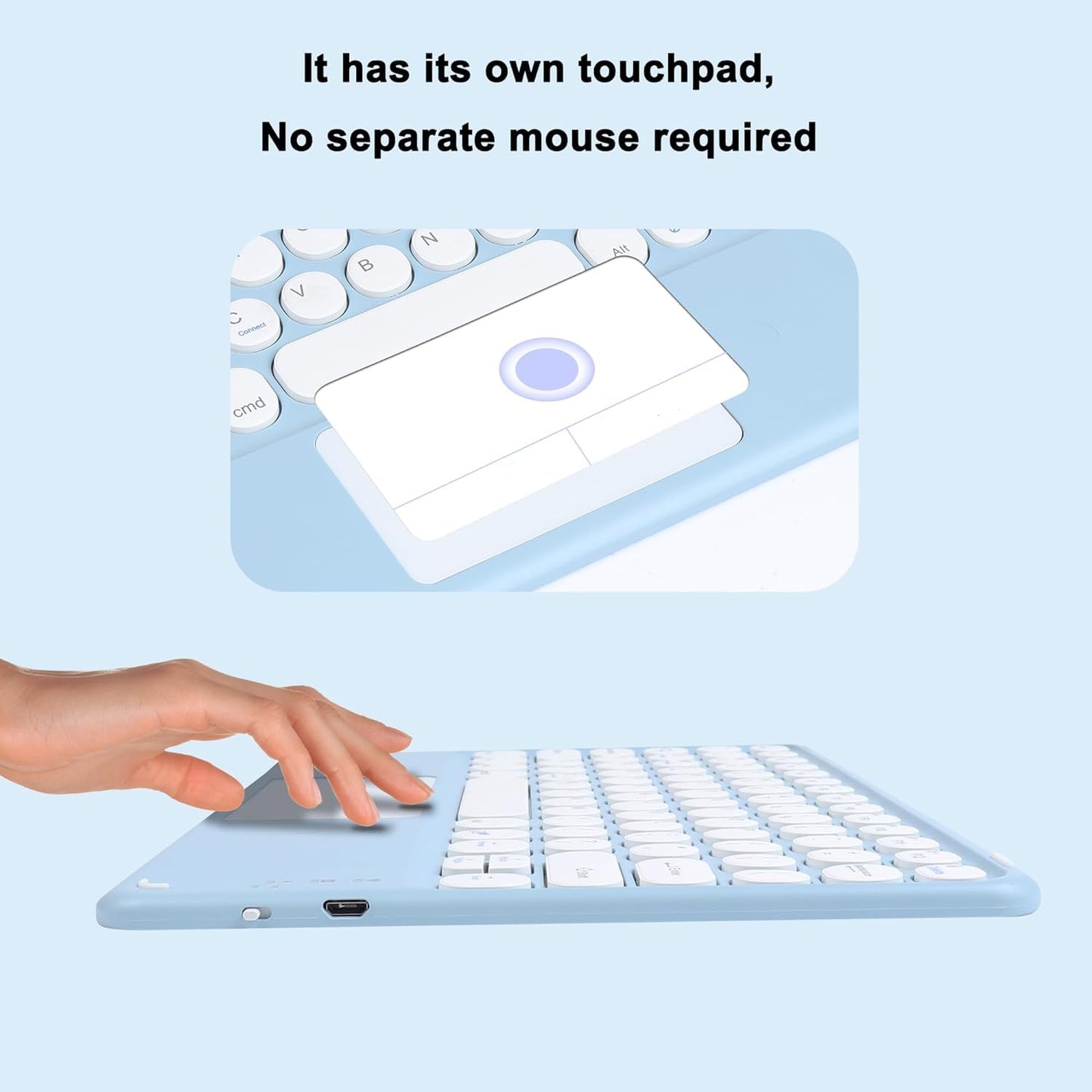 Mini Wireless Bluetooth Keyboard with Trackpad | Rechargeable Ultra-Slim Keyboard for iPad, Mac, Windows & Android