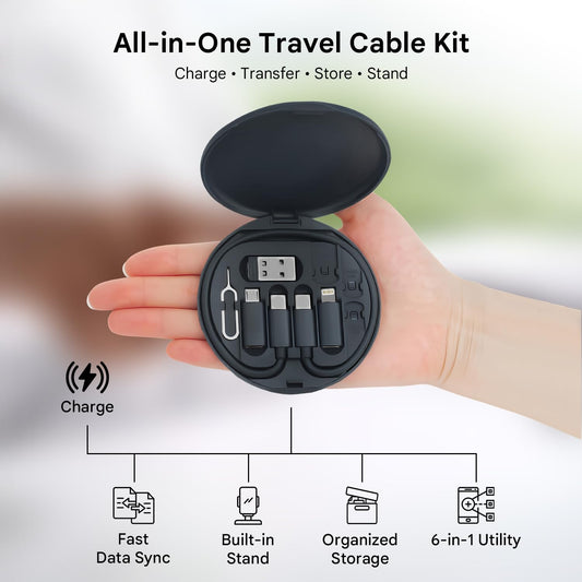 Mini Multi-Functional Fast Charging Cable Kit | Type-C, Android & Apple Charging Set |