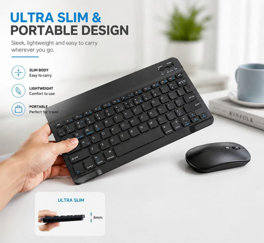 Wireless Bluetooth Keyboard & Mouse Combo | Rechargeable Slim Multi-Device Keyboard | Bluetooth