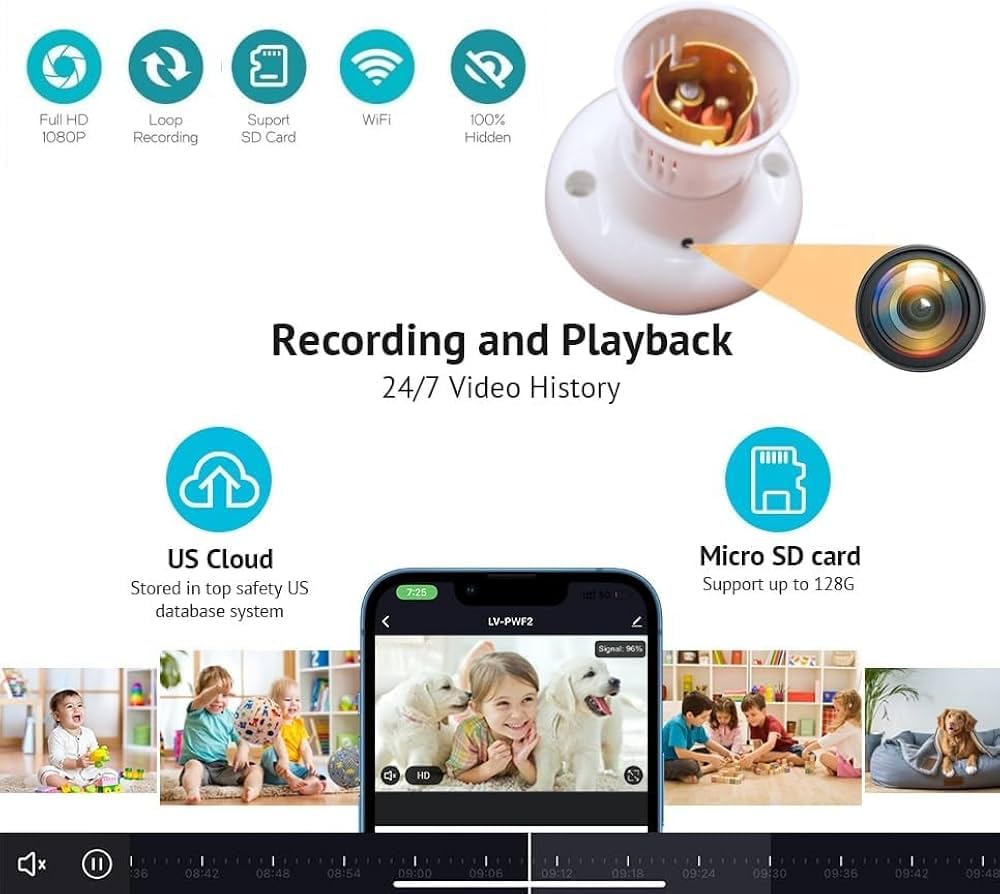 1080P Bulb Holder Camera | Audio Video Recording