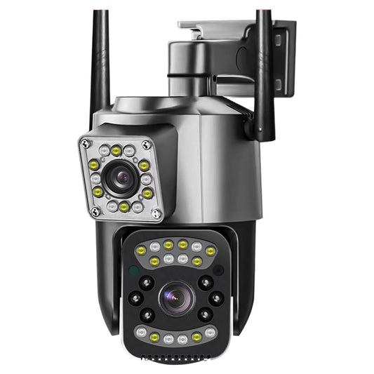 WiFi Dual Lens Outdoor PTZ CCTV Camera | 360° Rotation | Color Night Vision | Two-Way Audio |