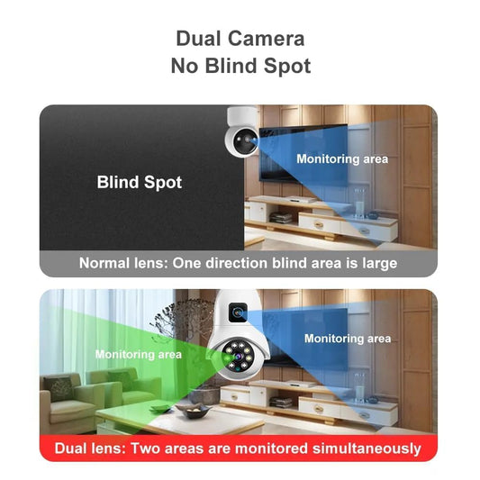 Smart WiFi Dual Lens Light Bulb Security Camera | 2.4G/5G WiFi | Night Vision | Mobile App Remote Monitoring