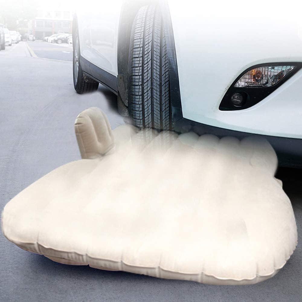 Premium Car Inflatable Bed with 2 Air Pillows | Universal Fit Back Seat Mattress for Travel & Camping (Cream)