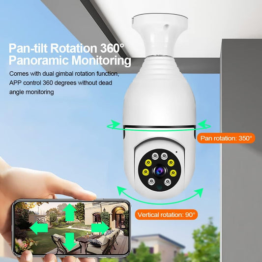 5MP Bulb CCTV Camera | 1080P 360° WiFi CCTV Camera | Night Vision | Two-Way Audio