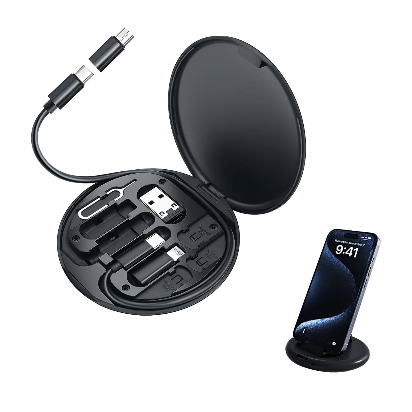 Mini Multi-Functional Fast Charging Cable Kit | Type-C, Android & Apple Charging Set |