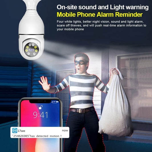 5MP Bulb CCTV Camera | 1080P 360° WiFi CCTV Camera | Night Vision | Two-Way Audio