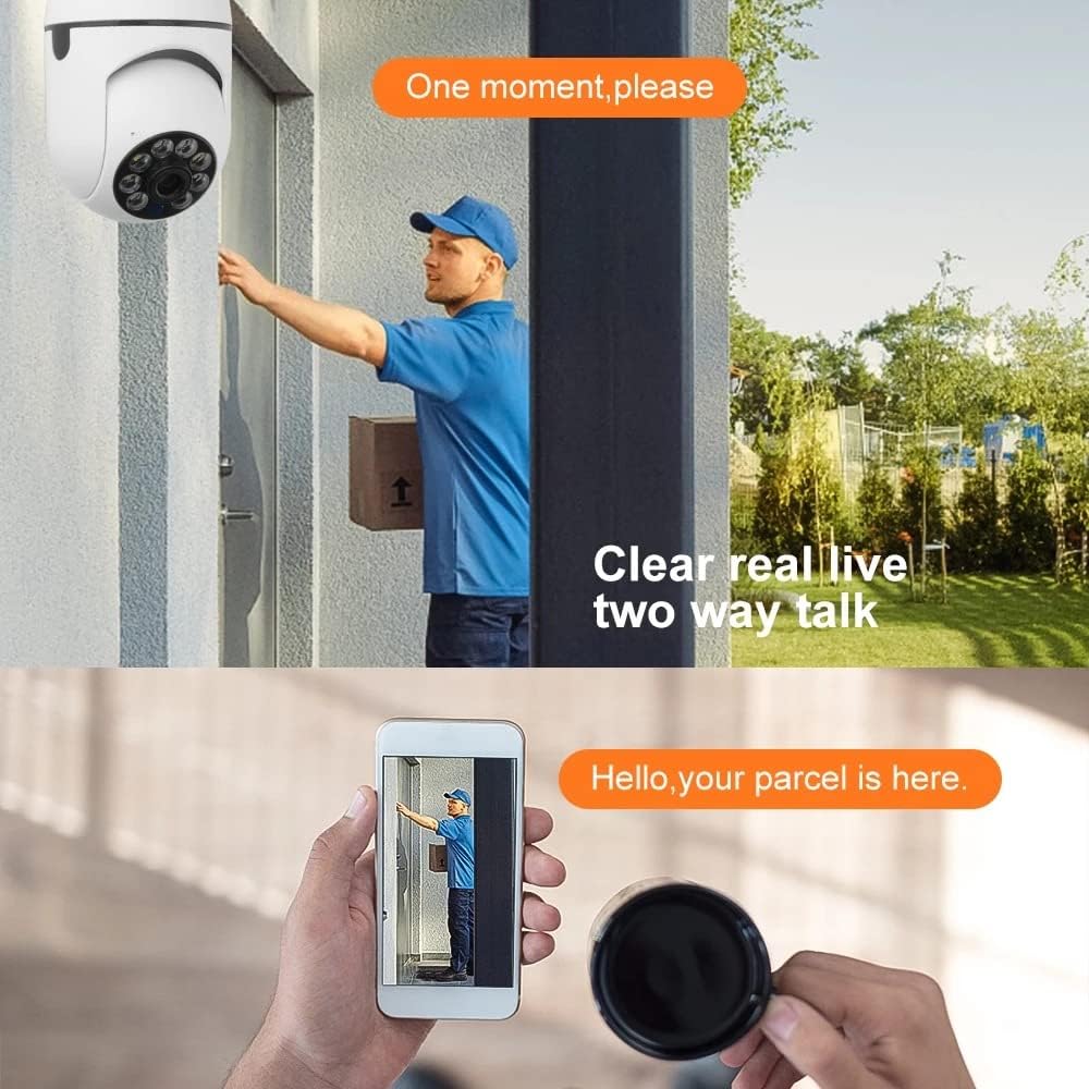 5MP Bulb CCTV Camera | 1080P 360° WiFi CCTV Camera | Night Vision | Two-Way Audio