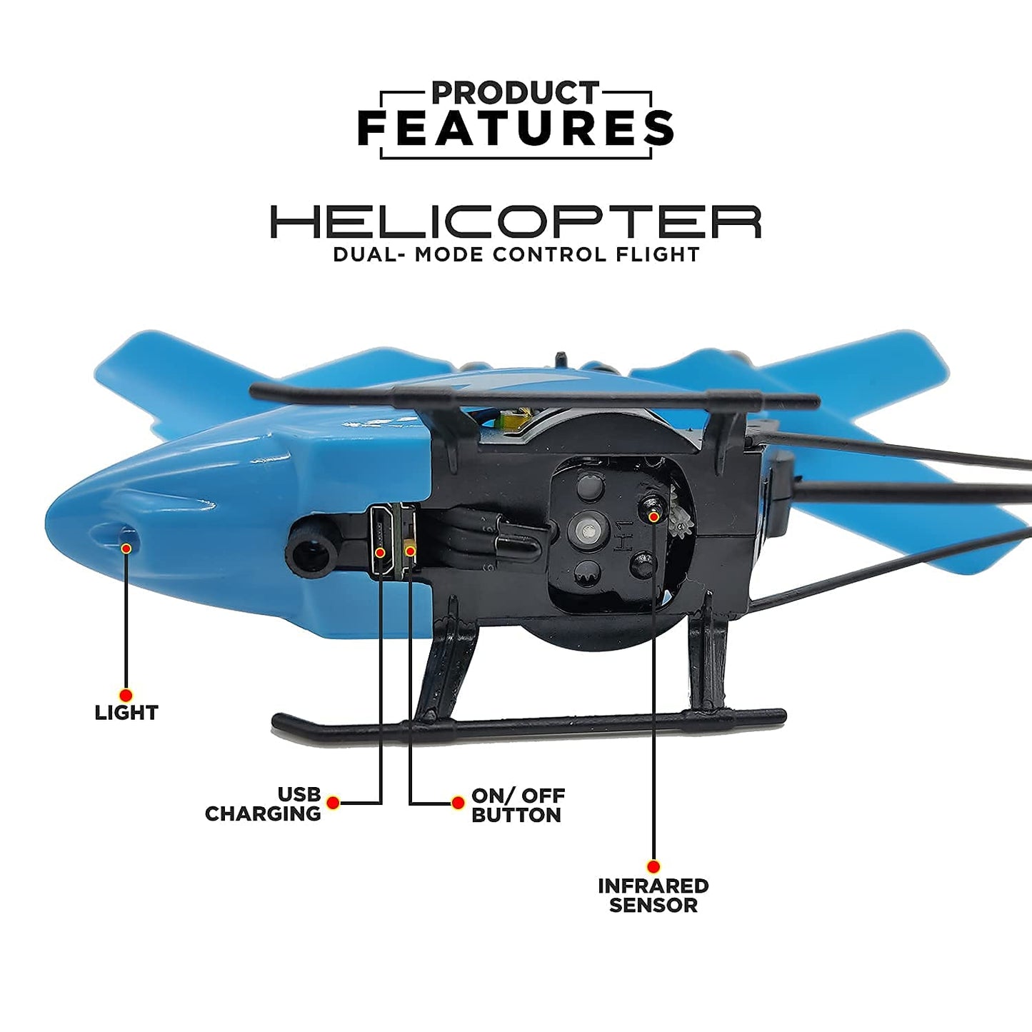 Remote Control Helicopter for Kids | Dual Rotating Blades | Rechargeable Flying Toy | Multicolor