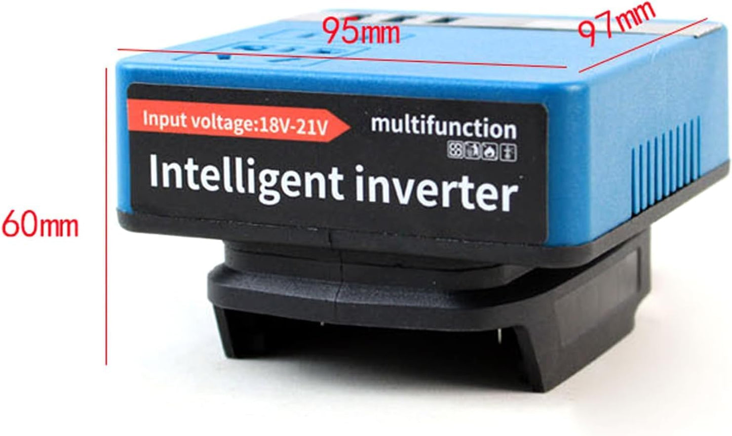120W Lithium Battery Inverter | 21V to 220V AC Power Converter | Digital Voltage Display | Battery Included