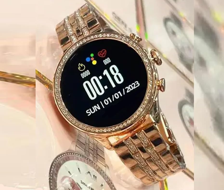 Gen 9 Smartwatch for Women | HD Display | Bluetooth Calling | Gold Metal Strap | Rose Gold Smart Watch
