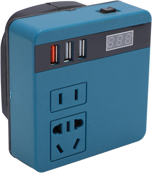 120W Lithium Battery Inverter | 21V to 220V AC Power Converter | Digital Voltage Display | Battery Included