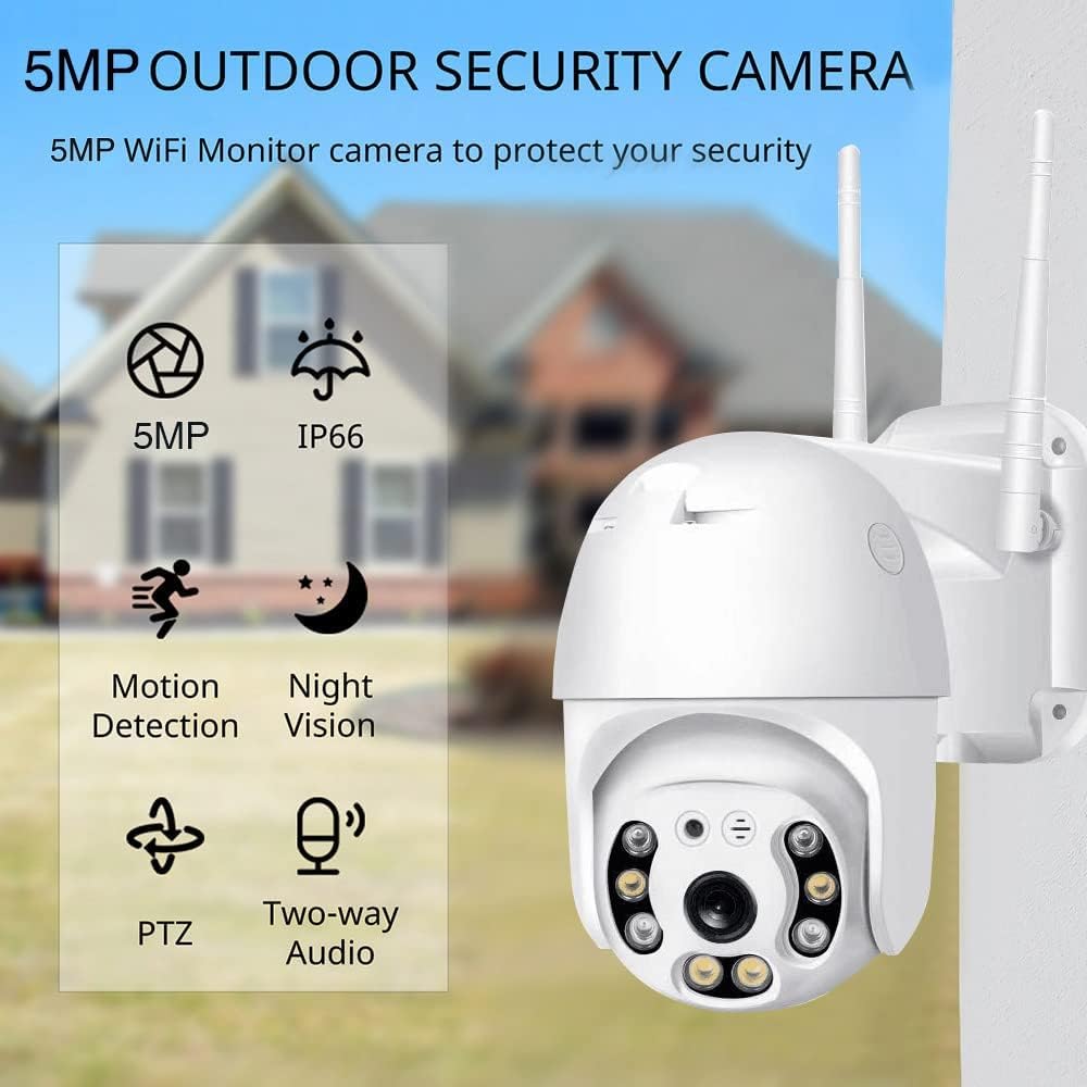 5MP WiFi Outdoor PTZ Dome CCTV Camera | 360° View | Color Night Vision | Two-Way Audio | V380 Pro Security Camera
