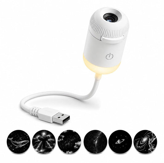 2-in-1 Galaxy Star Projector Night Light | 360° Rotating Starry Sky Lamp | 7 Projection Slides
