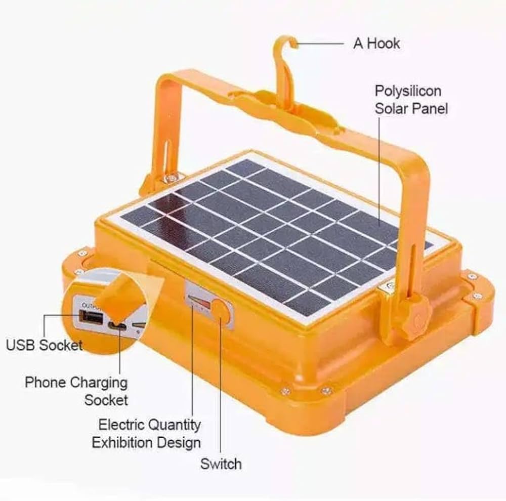 100W LED Solar Rechargeable Work Light | 10000 Lumens Portable Flood Light | 12000mAh Battery