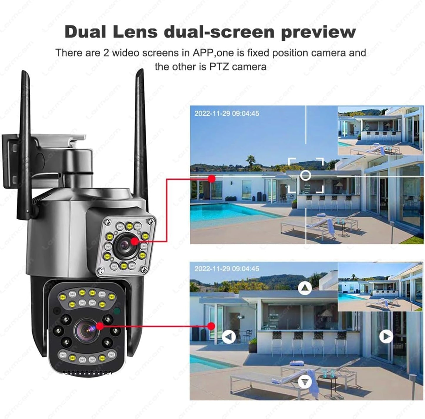4G/5G SIM Dual Lens 5+5MP PTZ CCTV Camera | Outdoor Security Camera | 2-Way Talk | Motion Detection | IP66 Waterproof