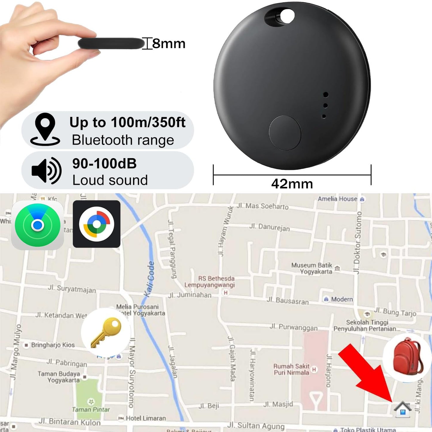 Dual System Smart Air Tracker Tag | Key Finder & Item Locator | Compatible with iOS Find My & Google Find Hub