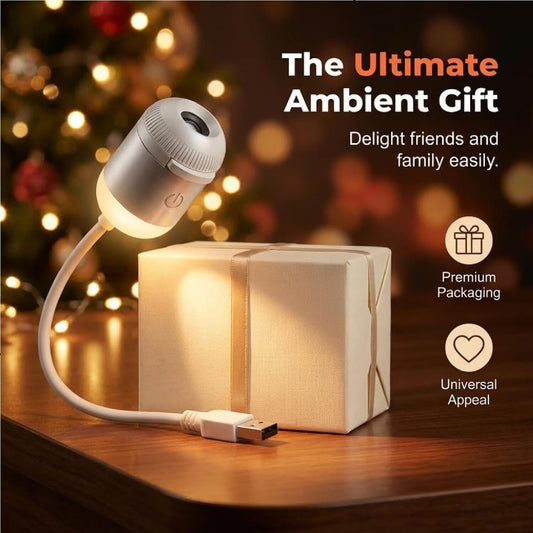 2-in-1 Galaxy Star Projector Night Light | 360° Rotating Starry Sky Lamp | 7 Projection Slides