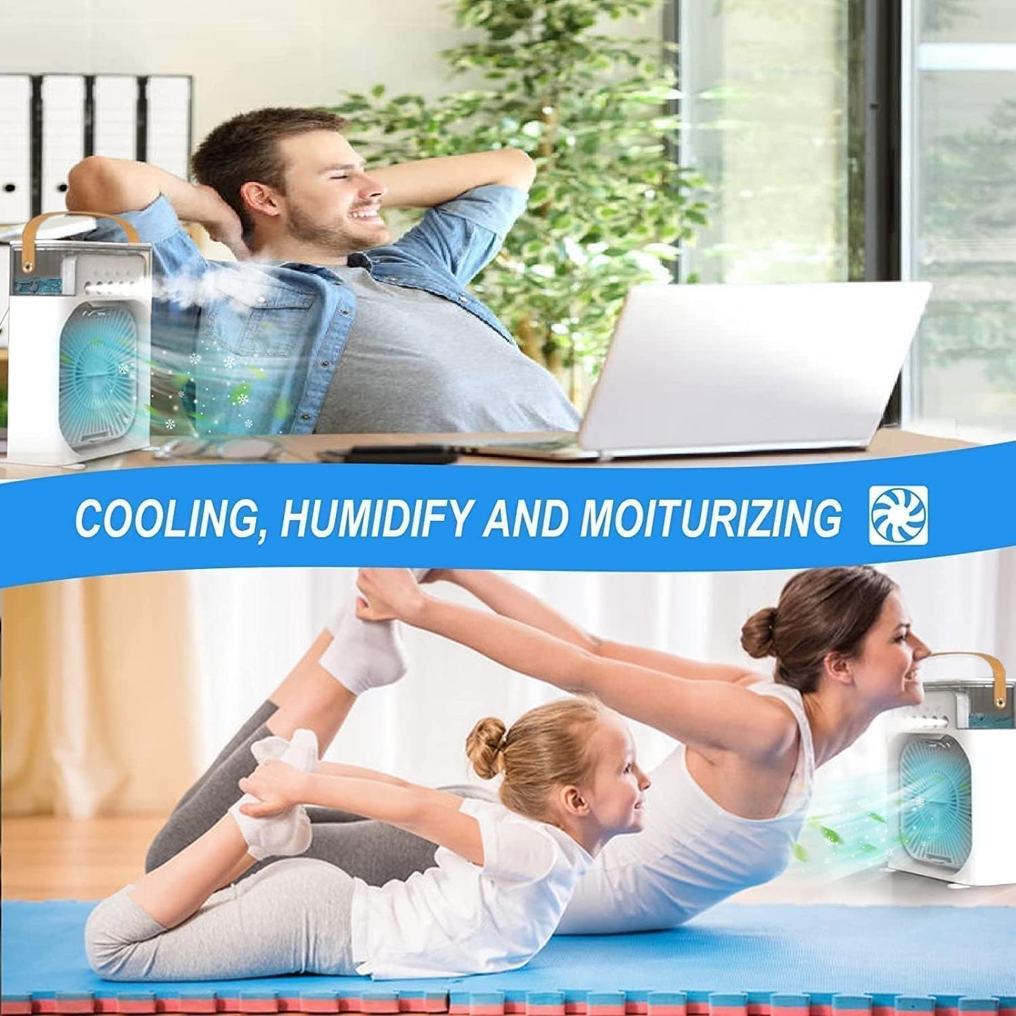 Portable Mini Air Cooler Fan | 3 Speed USB Personal Cooler| Timer & Spray Modes