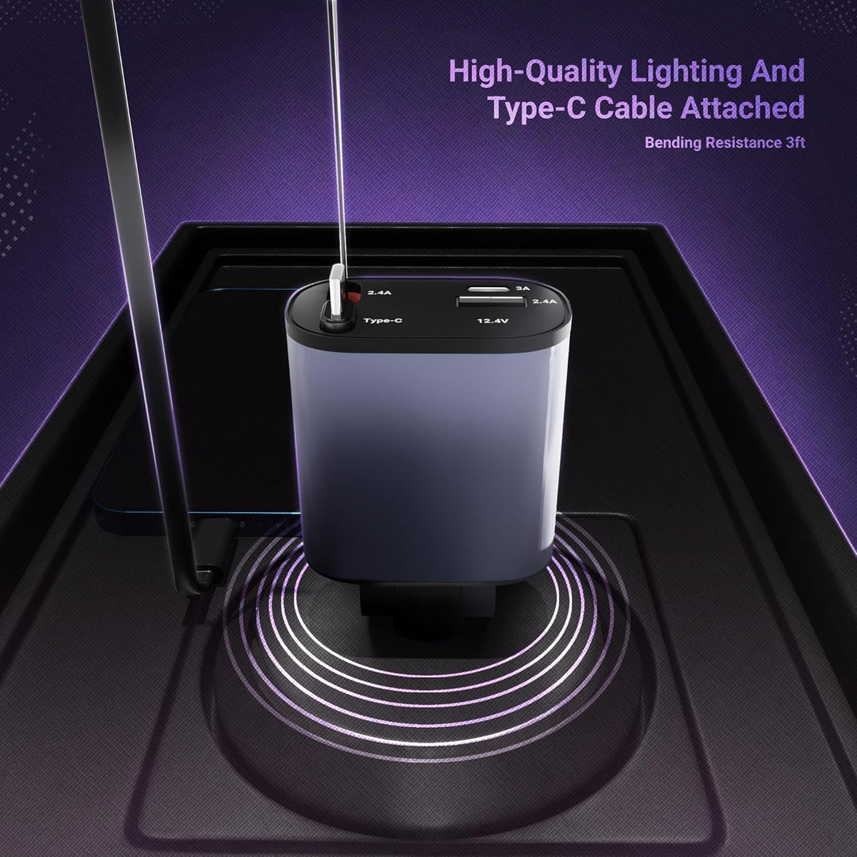 120W 4-in-1 Retractable Car Charger | Fast Car Phone Charger | 2 USB Ports | Multi-Device Compatible