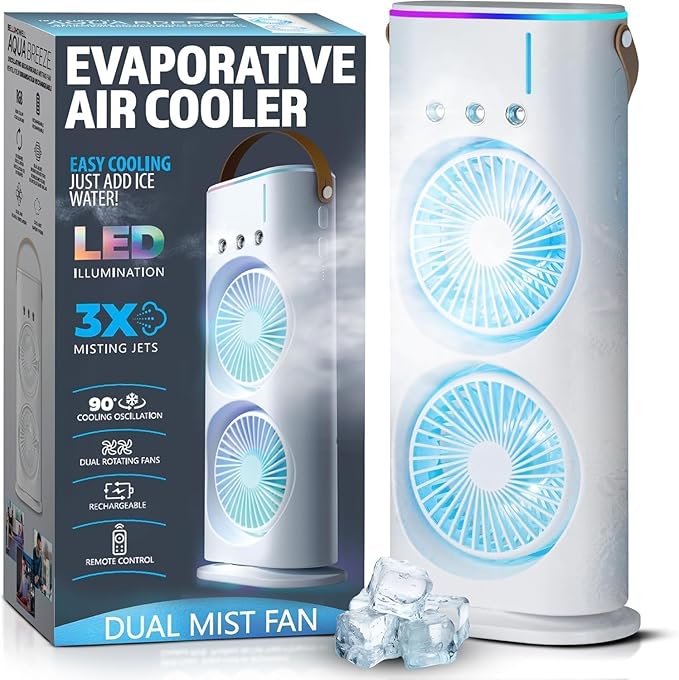 Portable Mini Air Cooler Fan with 7 Color LED Light