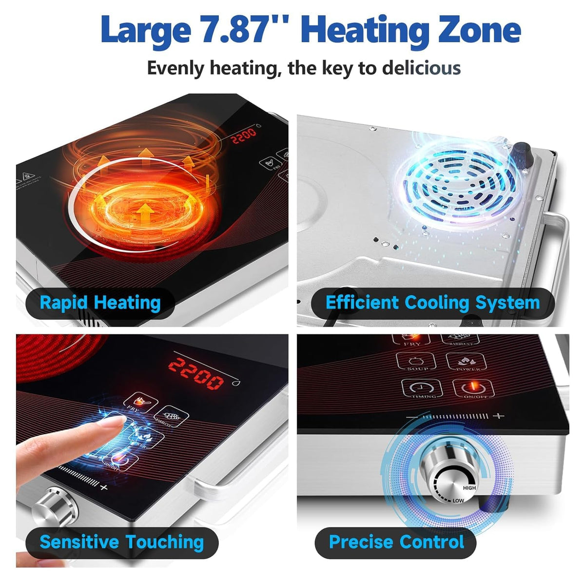 3500W Infrared Electric Cooktop | Ceramic Glass Stove | Digital Touch Control | Portable Single Burner | 6 Months Warranty