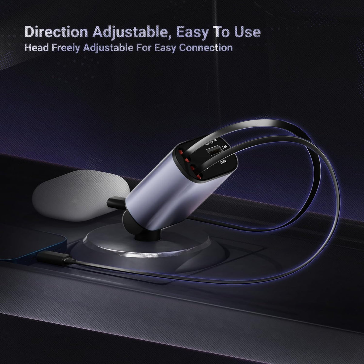 120W 4-in-1 Retractable Car Charger | Fast Car Phone Charger | 2 USB Ports | Multi-Device Compatible