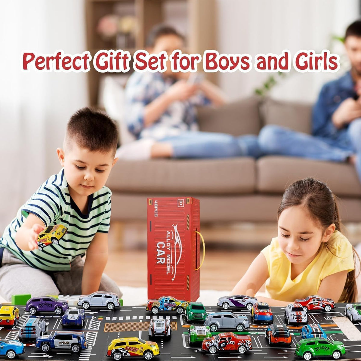 48 PCS Mini Toy Cars Set for Kids with Storage Box | Pull Back Racing Cars, Die-Cast Alloy Vehicles, Birthday Return Gifts for Boys & Girls