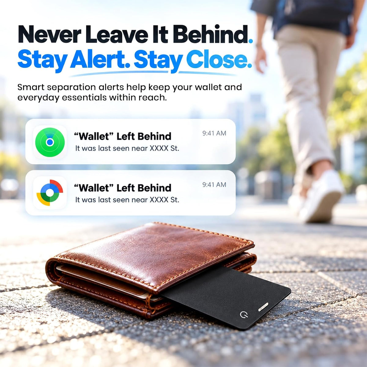 Universal Smart Tracker Card for Apple Find My & Android Google Find Hub | Ultra-Thin Wallet Finder, Wireless Rechargeable, 90dB Anti-Lost Alarm, Up to 1-Year Battery Life