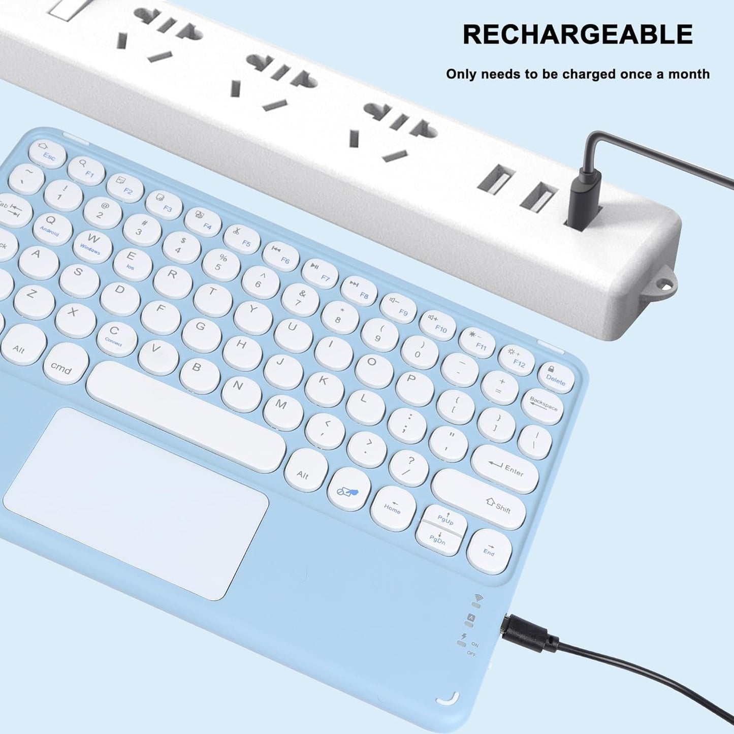 Mini Wireless Bluetooth Keyboard with Trackpad | Rechargeable Ultra-Slim Keyboard for iPad, Mac, Windows & Android